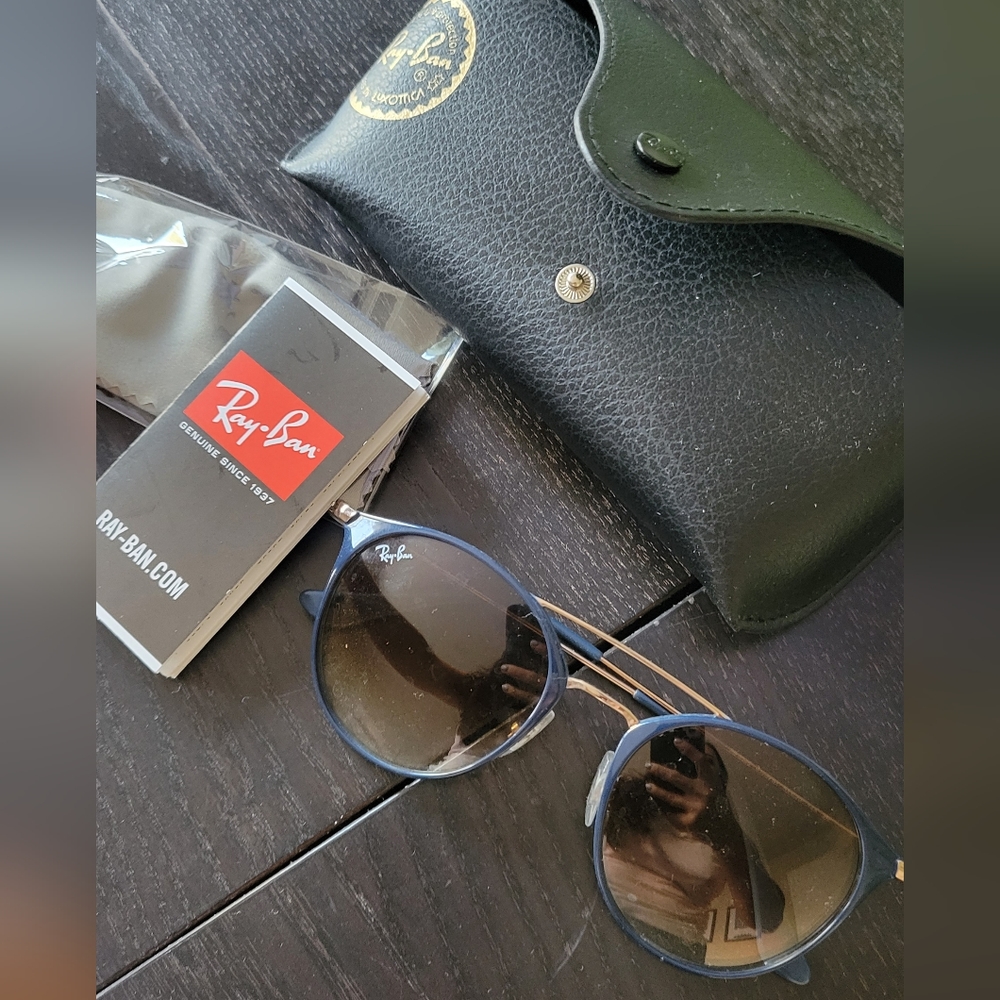 RayBan Polarized Dark Blue on Copper Gradient Brown